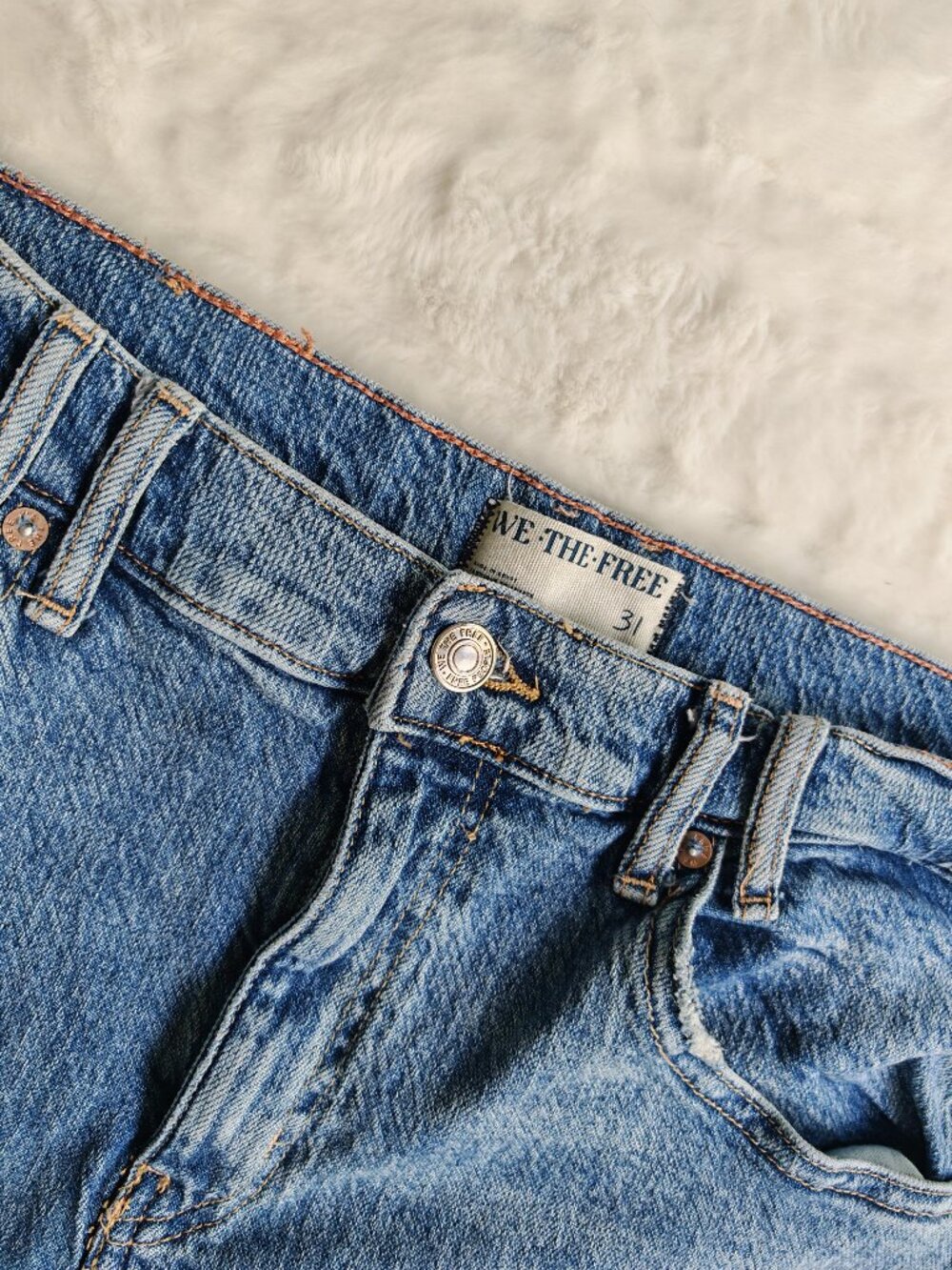 Free People We The Free Jeans 31 Wide Leg Cropped Raw Hem Distressed Boho Denim - Picture 6 of 13